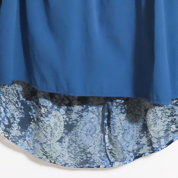 Joie Parisian Paisley Boho Chic Long Sleeve Maxi Dress Blue High Low Hem Lined - Picture 10 of 17